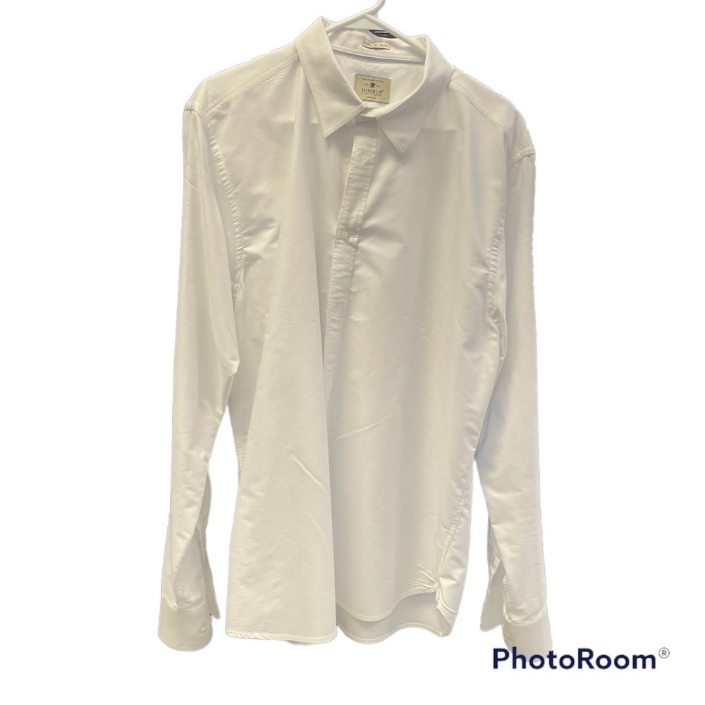 Nimbus mens 100% combed cotton white slim fit long sleeve button shirt size XXL